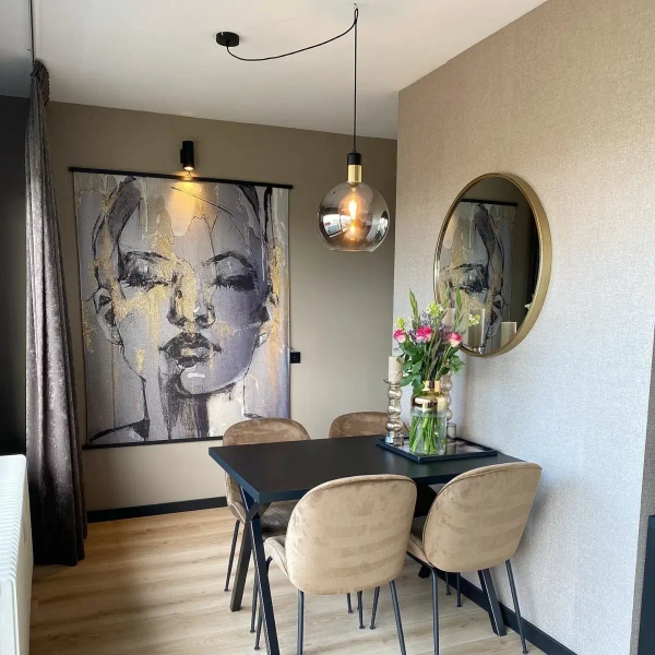 Szklana wisząca lampa Julius 34438/28/65 Lucide loftowa czarna złota