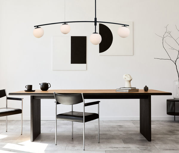 Modernistyczna LAMPA wisząca SENAI PND-31322-4A-SB Italux metalowa OPRAWA szklane kule zwis czarny