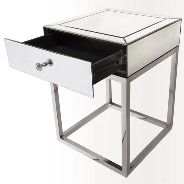 Stolik boczny Madison MD-ST1400S Cosmolight z szufladką glamour biały