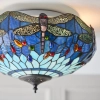 Szklana lampa sufitowa Dragonfly 70722 witrażowa do sypialni niebieska