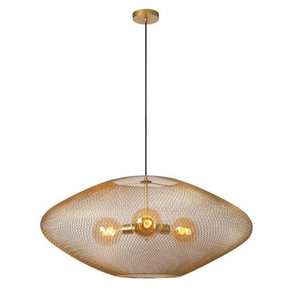 Druciana lampa wisząca MESH 21423/88/02 Lucide nad stół złoty