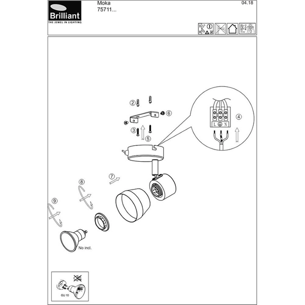 Metalowa lampa ścienna Moka 75711/75 korek biała