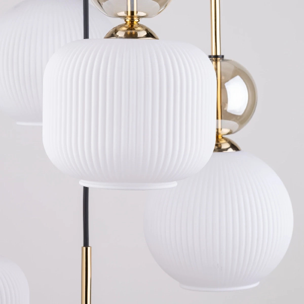 Wisząca lampa do przedpokoju Sophia Cognac 11593 szklana czarny biały