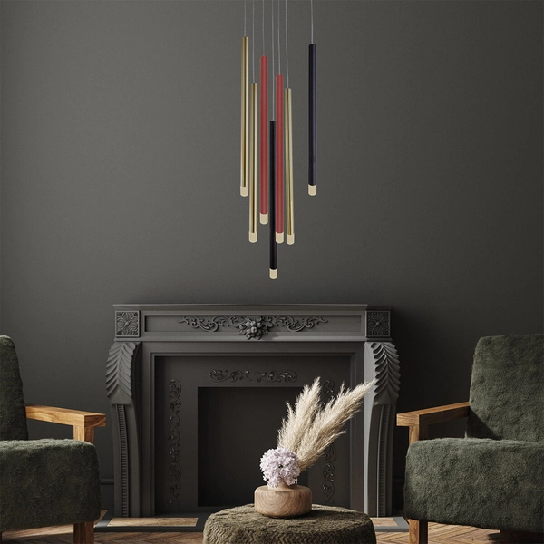 Lampa wisząca kaskadowa Lungo LP-894/7P MIXED sople metalowa złota