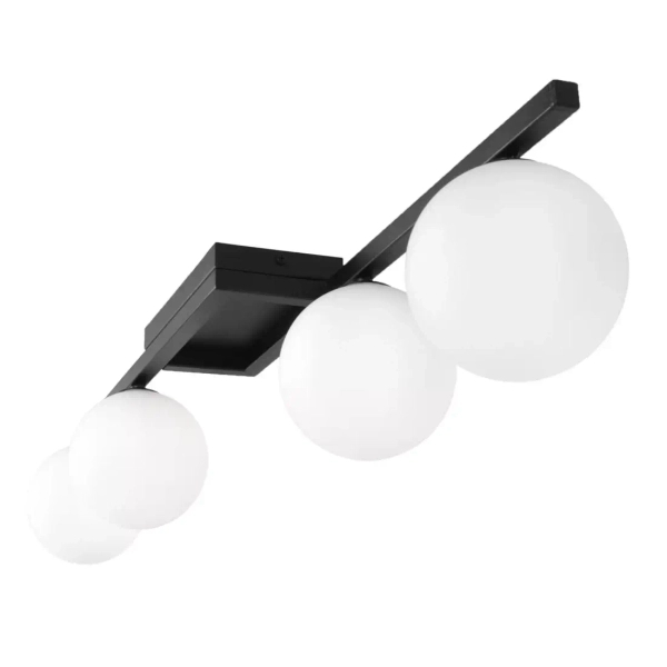 Sufitowa lampa kulista Korfu K-5460 szklana metalowa czarna biała