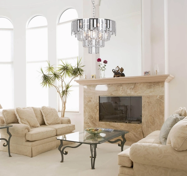 Pokojowa lampa Cameron K-8176 Kaja glamour na łańcuchu srebrny żyrandol