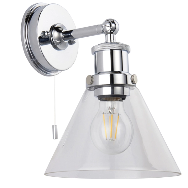 Loftowa lampa ścienna L&-195513 Light& stożkowy klosz IP44 chrom