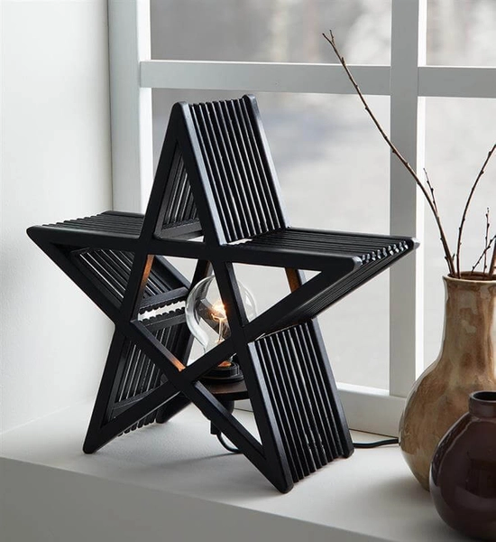 Ozdoba stołowa świetlna Bamboo gwiazda star stojąca czarna