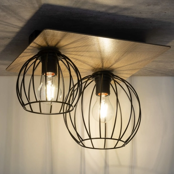 2-punktowa lampa sufitowa Cyber 32358 klatki czarne do salonu