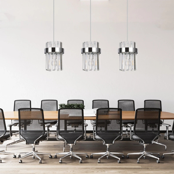Kryształowa lampa wisząca Vetro LP-2910/3L CH do salonu chrom przezroczysta