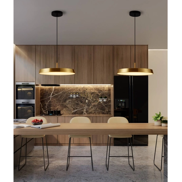 Wisząca lampa CORUNA LE44430 LED 37W 3000K dysk złota czarna