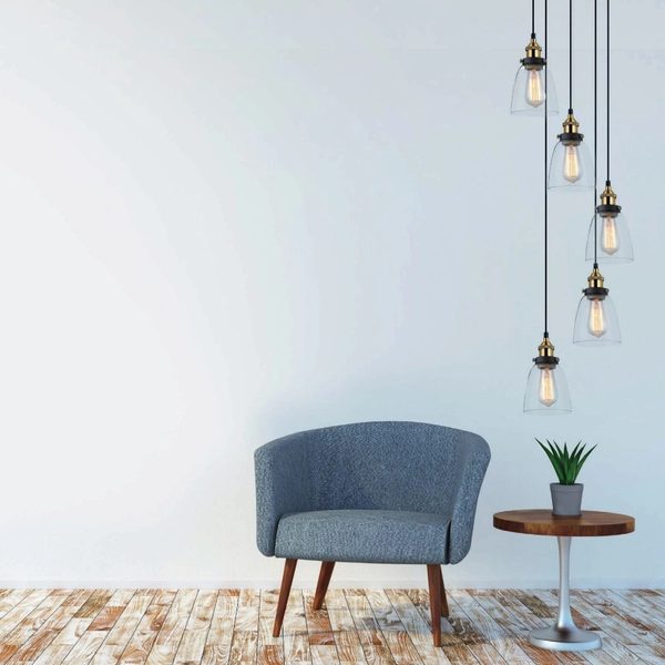 LAMPA wisząca FRANCIS MDM-2563/5 GD+CL Italux szklana OPRAWA skandynawski ZWIS kaskada przezroczysta