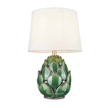 Lampa stołowa dekoracyjna ARTI biała zielona metalowa ceramiczna E27 1p T01736BR-WH