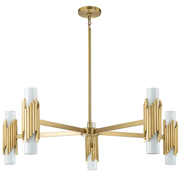 Lampa wisząca glamour Marvele MARVELE10-AB-OPAL tubki mosiądz