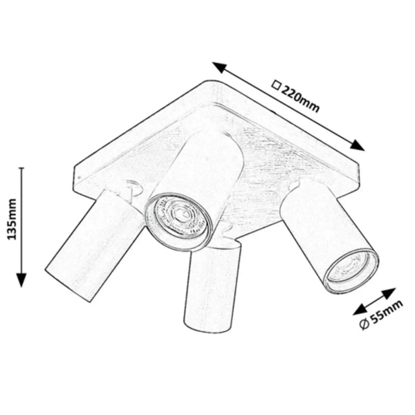 Punktowa podsufitowa lampa Yorli 73084 tubki kwadrat czarny
