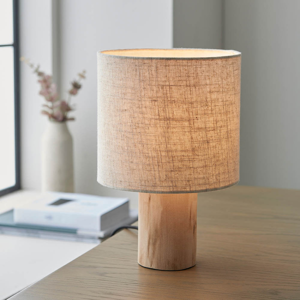Abażurowa lampka nocna Durban 101680 drewniany beżowy