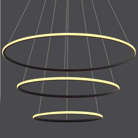 Okrągła LAMPA wisząca SLIM/000022/3000/B MDECO metalowa OPRAWA zwis LED 93W 3000K pierścienie czarne