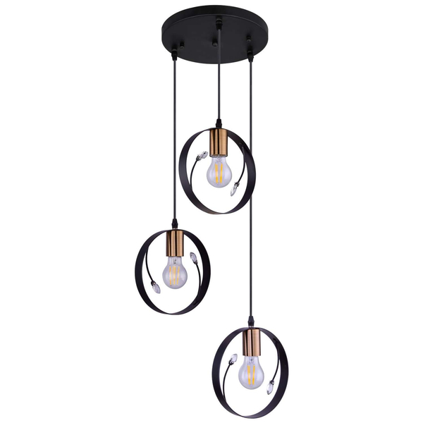 LAMPA wisząca VIGO 15346-3 Globo metalowa OPRAWA zwis kryształy transparentne czarne