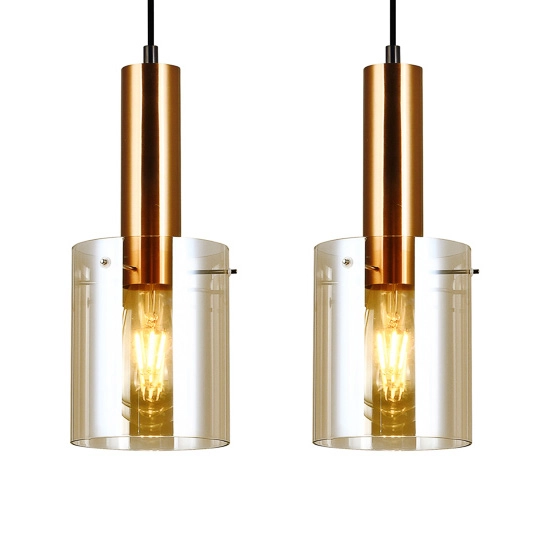 Wisząca LAMPA skandynawska SARDO PND-5581-3-BRO+AMB Italux loftowa OPRAWA szklany ZWIS okrągłe tuby mosiądz bursztynowe