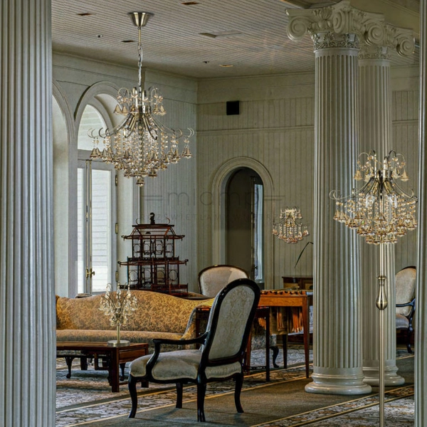 Pałacowa LAMPA wisząca Barcelona 6248/4 21QG Elem metalowa OPRAWA crystal ZWIS glamour mosiądz bursztynowy