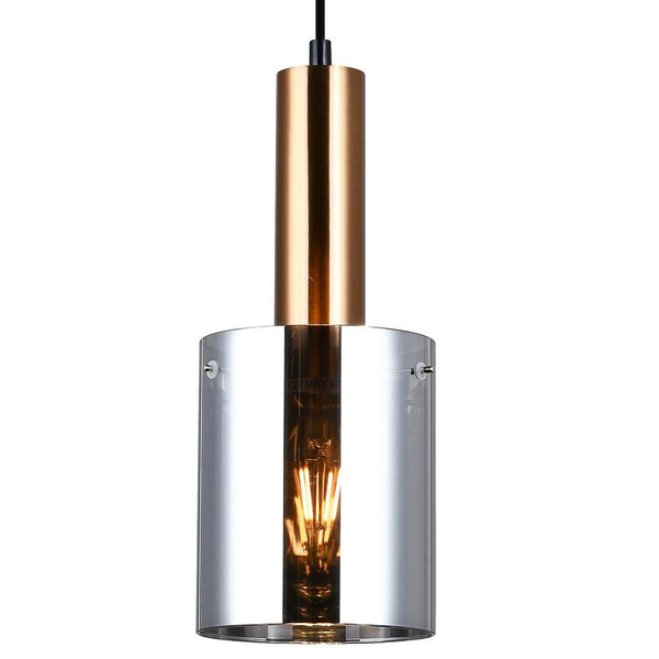 Loftowa LAMPA wisząca SARDO PND-5581-1-BRO+SG Italux skandynawska OPRAWA okrągły ZWIS szklana tuba mosiądz przydymiona