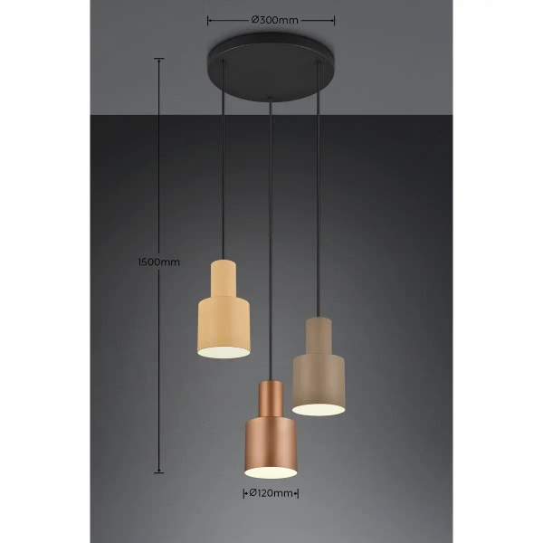 Wisząca lampa AGUDO 319430317 beżowa szara różowa 3x40W E27 z regulacją