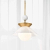 Modernistyczna lampa wisząca Saucer QN-SAUCER-1P-M-AB-OPAL szklana mosiądz
