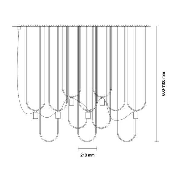 Lampa wisząca do salonu UDIN 9785 Dohar tuby metalowe czarne