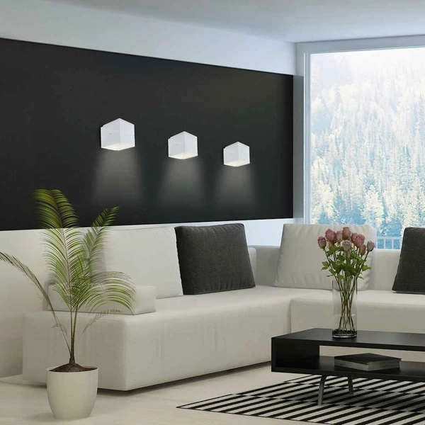 Minimalistyczna LAMPA ścienna KAUNAS 7018 Rabalux metalowa kostka do przedpokoju biała
