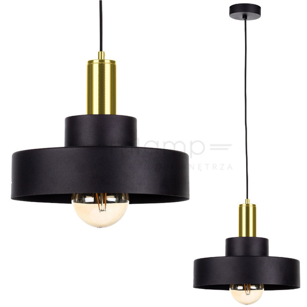 Loftowa LAMPA wisząca KET895 okrągła OPRAWA metalowy zwis czarny złoty