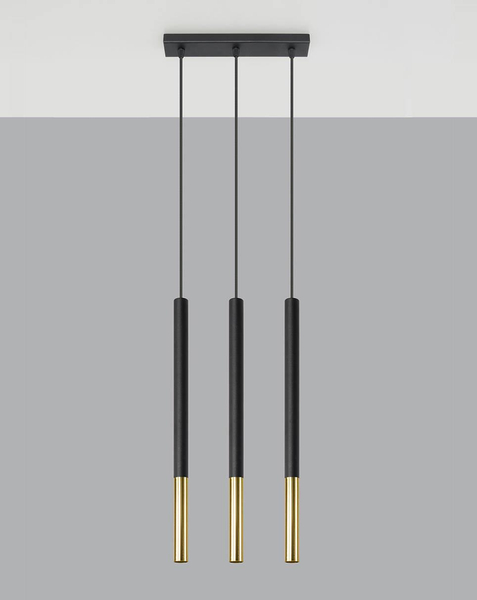 Wisząca LAMPA tuby SL.0892 metalowa OPRAWA zwis na listwie czarny złoty