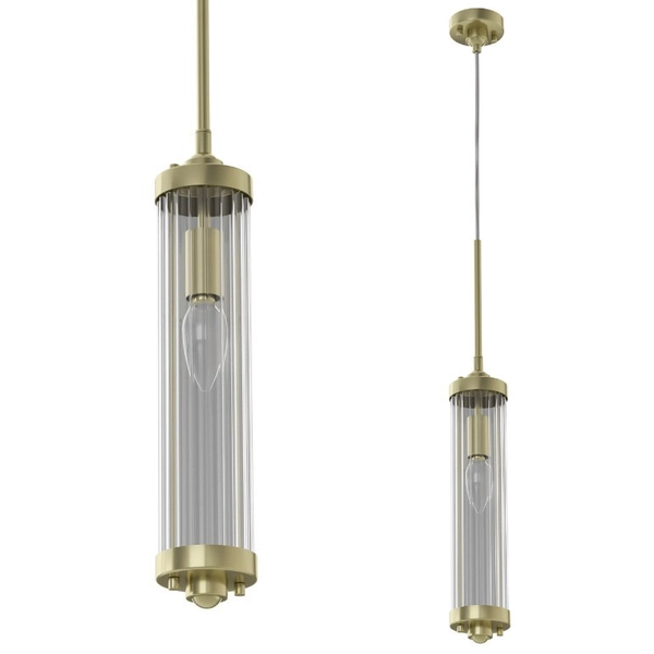 Glamour LAMPA wisząca Fiatto l Old Gold Orlicki Design szklana OPRAWA tuba ZWIS crystal złoty przezroczysty