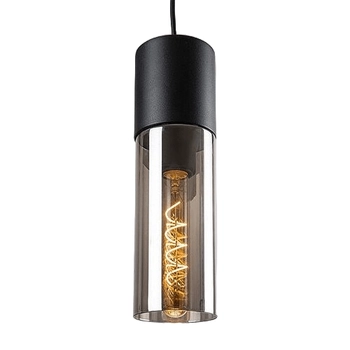 Wisząca lampa loft RONNO 72051 tubka szklana przydymiona czarna