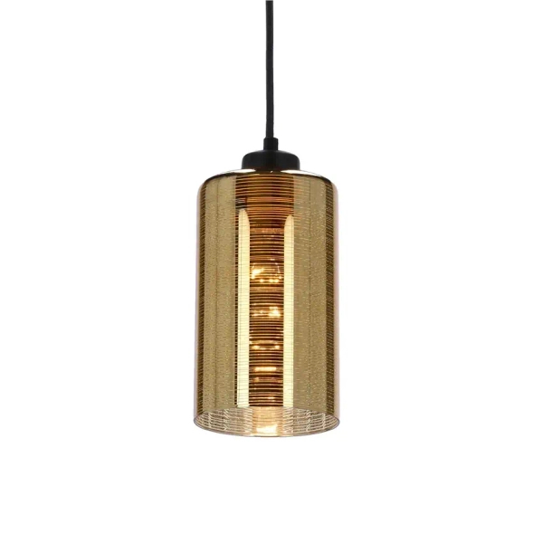 Szklana lampa wisząca COX 31-59345 do salonu tuba złoty czarny