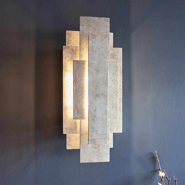 Designerski kinkiet prostokątny L&-190451 Light& antyczne srebrno