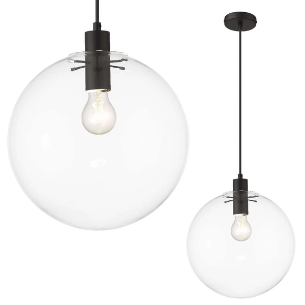Loftowa LAMPA wisząca PUERTO LP-004/1P L BK Light Prestige szklana OPRAWA loftowy ZWIS kula przezroczysta czarna