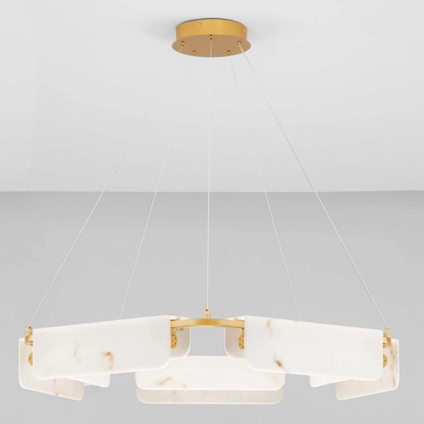 Wisząca lampa do salonu MAIRANA LE44617 LED 45W 3000K marmurowa biała złota