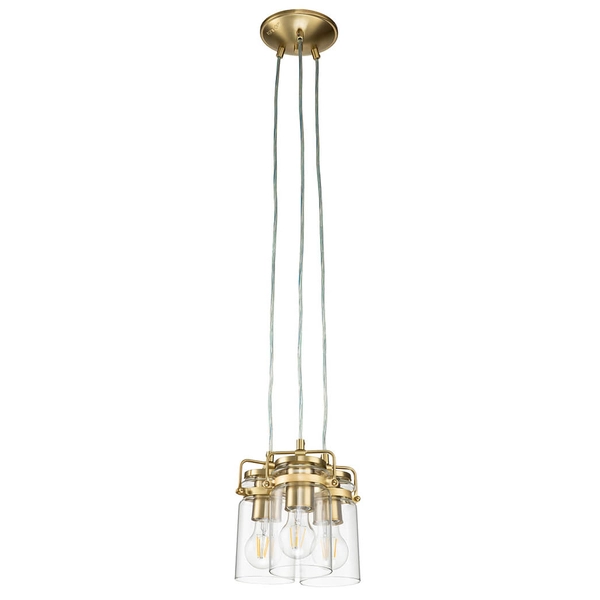 Zwisająca lampa nad stół Brinley KL-BRINLEY3-BB Kichler przezroczysta mosiądz