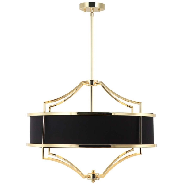 LAMPA okrągła Stesso Gold Nero M Orlicki Design wisząca OPRAWA w stylu klasycznym abażurowa czarna złota