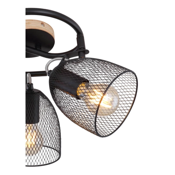 Lampa nasufitowa Josina 54034-3 z regulacją czarna drewno