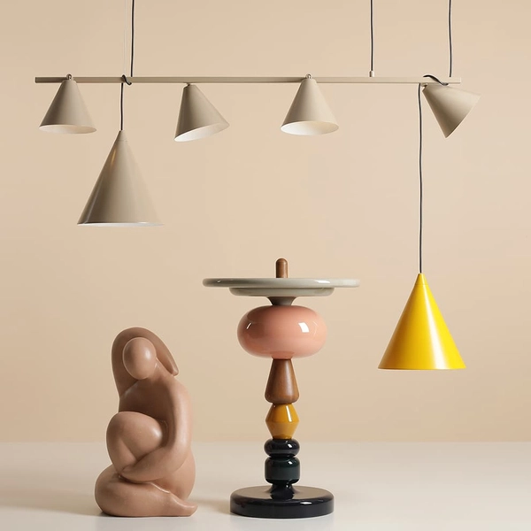 Lampa podwieszana nad stół Form 1108L17 Aldex stożki metalowe beżowe