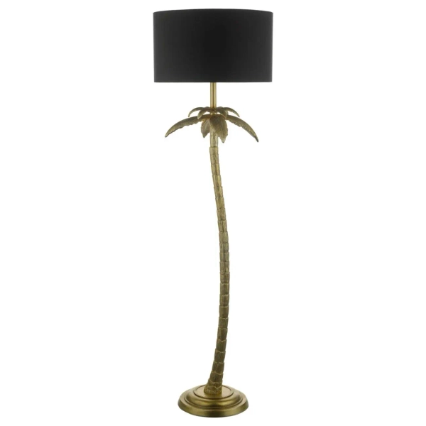 Abażurowa lampa stojąca Coco COC4935 do salonu czarny mosiądz