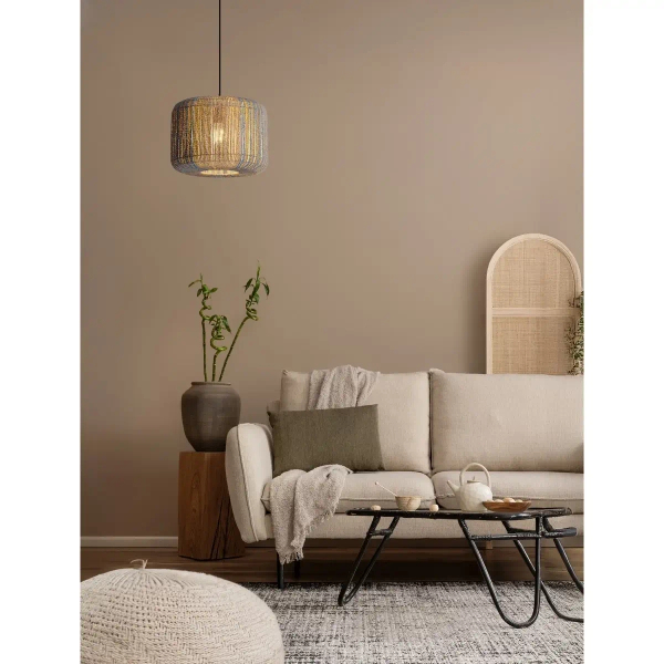 Boho lampa wisząca nad stół BELUNCA LE45351 sznurkowa beżowa czarna