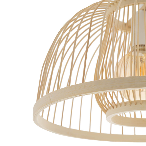 Lampa zwisająca Krabi 11158 japandi bambusowa miska cage metalowa biała
