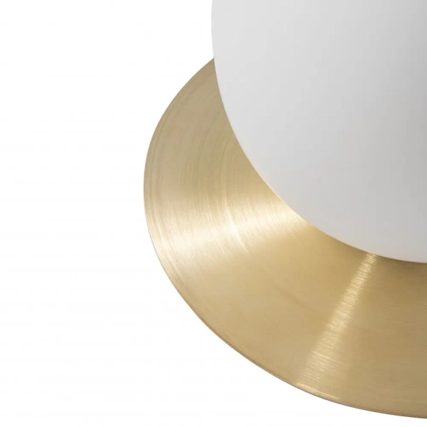 Lampa na stolik Borra BRA122P1 kulista dysk mosiądz biała