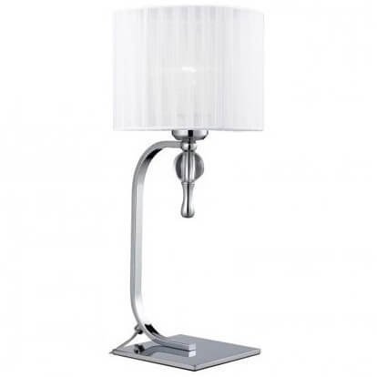 Stołowa lampa klasyczna Impress stojąca abażur biała chrom