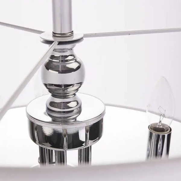 Klasyczna LAMPA wisząca ABU DHABI P05406CH-WH Cosmolight abażurowy zwis do jadalni hampton biały