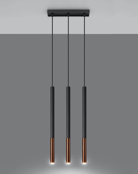 Wisząca LAMPA tuby SL.0889 metalowa OPRAWA okrągły ZWIS na listwie czarny miedź