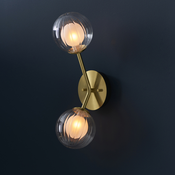 Lampa ścienna hampton L&-196691 Light& szklane kule plisowane mosiądz