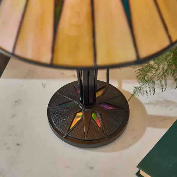 Nocna lampka szklana Dark star 70367 witrażowa tiffany brązowa kolorowa
